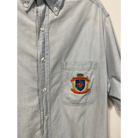 UF College Sportswear Cliff Eagle Button Up Short Sleeve Logo Patch Men's Large - Picture 4 of 11